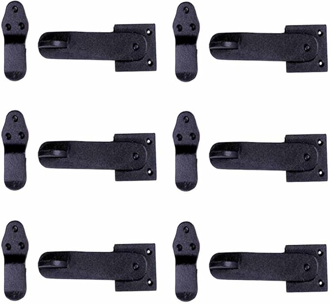 Renovators Supply Manufacturing Black Wrought Iron Gate Flip Latch 5.75" L Antique Medium to Light Duty Two Sided Flip Locks Rust Resistant Powder Coated Barn Door Latches with Hardware Pack of 6
