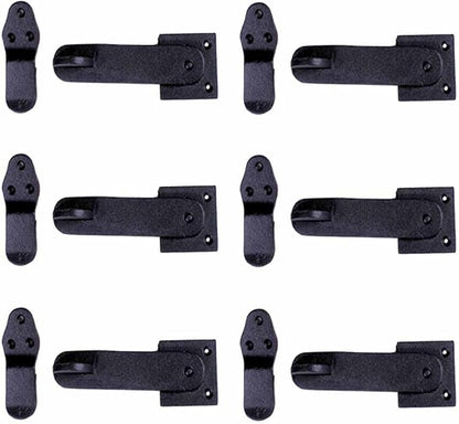 Renovators Supply Manufacturing Black Wrought Iron Gate Flip Latch 5.75" L Antique Medium to Light Duty Two Sided Flip Locks Rust Resistant Powder Coated Barn Door Latches with Hardware Pack of 6