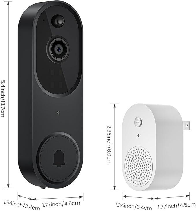 1080p Video Doorbell Camera Wireless with Chime, AI Human Detection, 2-Way Audio, FHD Live View, Wire-Free, Night Vision, Cloud Storage, Battery Powered, Indoor Outdoor Surveillance (Black)