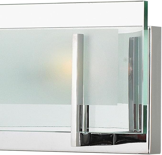 Hinkley Latitude Large Four Light Bath Vanity - Modern, Inside Etched Clear Glass Panel, Bulbs Included - Chrome Finish