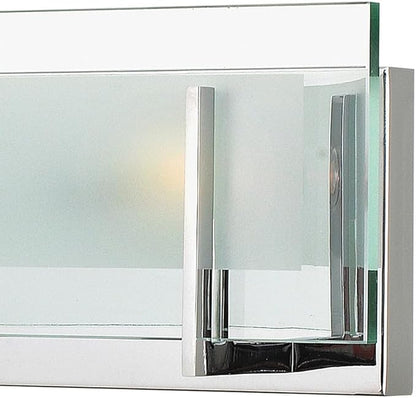 Hinkley Latitude Large Four Light Bath Vanity - Modern, Inside Etched Clear Glass Panel, Bulbs Included - Chrome Finish