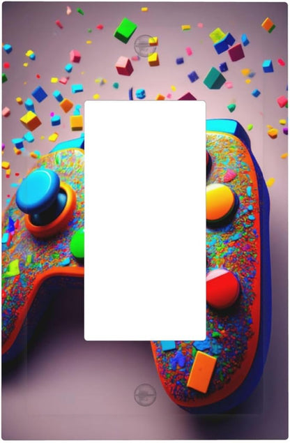 Videos Game Controller 1 Gang Single Rocker Decorative Light Switch Covers Electrical Faceplate Switchplates for Bathroom Kitchen Home