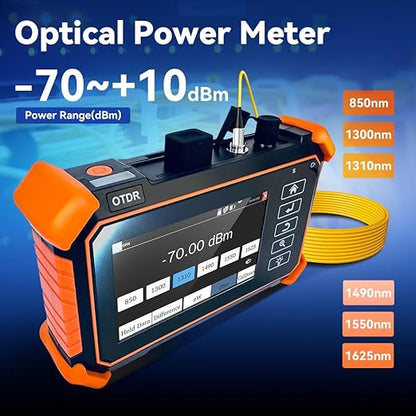 New Upgraded OTDR Optical Fiber Tester, Fiber Network Tester Support Event Map Optical Power Meter OLS(Loss Test) VFL LS(Light Source) Length Ping POE Test, IP Scan RJ45 Network Tools