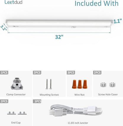 LED Under Cabinet Lighting Motion Sensored Hardwired with Built-in Dimmer, 32 Inch 16W Dimmable 5 Color 2700/3000/3500/4000/5000K, Linkable Eyes Care for Kitchen, Counter, ETL Listed, White