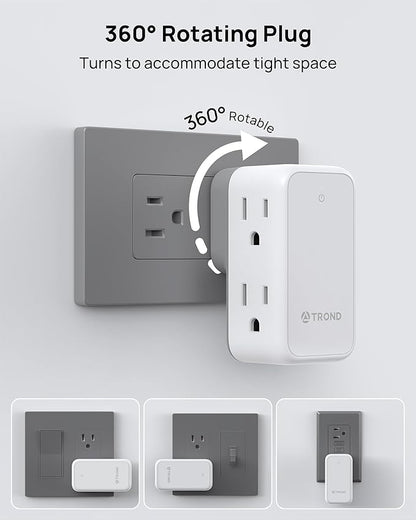 TROND Outlet Extender with 360 Rotating Plug, 6 AC Outlet Splitter, Turn One into Multiple Sideways Plug Adapter, Small Power Extension for Home Office Travel Cruise Ship Essentials