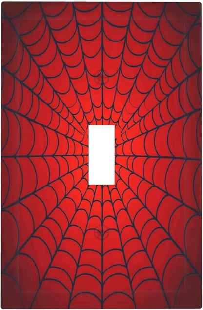 Red Spider Web Black Line Simplicity Decorative Light Switch Cover 1 Gang Single Toggle Device Electrical Faceplate Switchplates Decorator Outlet Wall Plate For Kids Room Home Decor