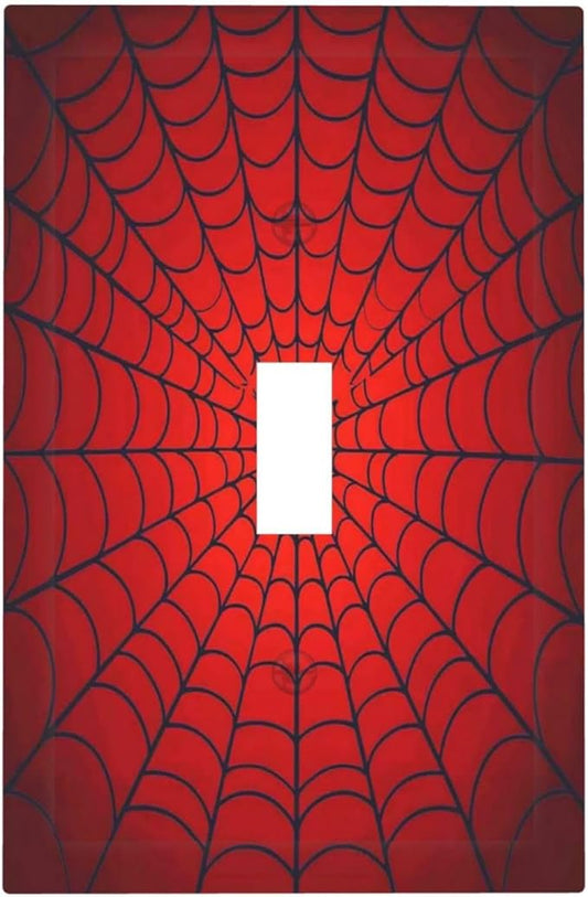 Red Spider Web Black Line Simplicity Decorative Light Switch Cover 1 Gang Single Toggle Device Electrical Faceplate Switchplates Decorator Outlet Wall Plate For Kids Room Home Decor