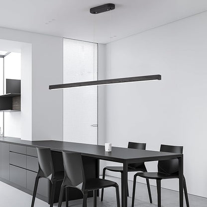 71" Black Linear Pendant Light Wooden Led Linear Pendant Light Fixtures Ceiling Hanging Dimmable Pendant Lights for Dining Room Kitchen Island Pool Table Lights Black Wood Finish
