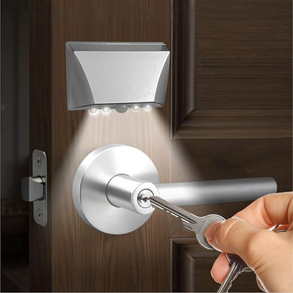 Silver Motion Sensor Night Light for Doors, Cabinets & Stairs | 3-Way Magnetic/Adhesive/Screw Mount | Auto On/Off in Darkness | Battery-Powered LED for Hallway & Keyhole