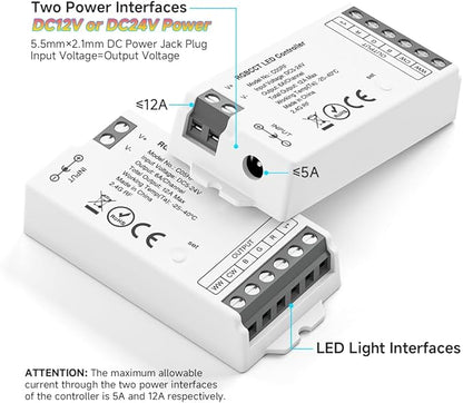 4-Zone RGBCCT RGBWW RF 2.4GHz Wireless Remote Controller Kit, PWM RGBCCT (+ R G B C W) 6pin LED Strip DC5V DC12V DC24V Max 12A Indoor String Light