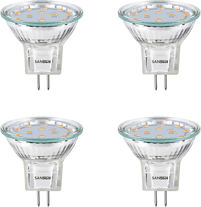 3W MR11 LED Landscape Light Bulbs, Low Voltage 12V 20W Halogen Replacement for Outdoor Landscape Spotlight and Indoor Track Light, GU4 Bi-Pin Base, Soft White 3000K, Non-Dimmable, (Pack of 4)