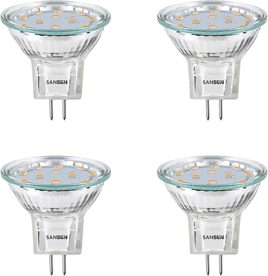3W MR11 LED Landscape Light Bulbs, Low Voltage 12V 20W Halogen Replacement for Outdoor Landscape Spotlight and Indoor Track Light, GU4 Bi-Pin Base, Soft White 3000K, Non-Dimmable, (Pack of 4)