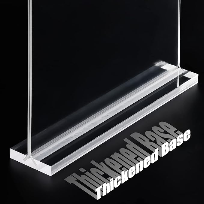 6pack Acrylic Sign Holder 8.5 X 11, Vertical T Shape Clear Plastic Menu Holder, Unbreakable Table Sign for Restaurant, Office, School, Store and Home Use