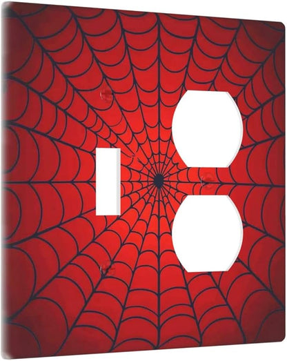 Red Spider Web Black Line Simplicity Wallplates 1 Toggle 1 Duplex Switch Plate Electrical Gfci Faceplate Decorative Light Switch Covers For Kids Room Home Decor