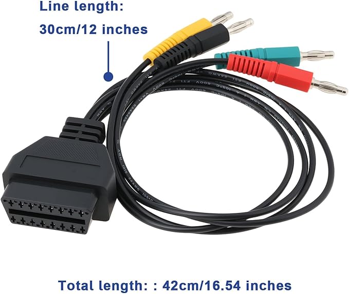 ECSiNG Car 16 Pin OBD2 Female to 4mm Banana Plug Adapter Cable 30cm for KTS Professional Systems and Pre-OBD Multiplexer System