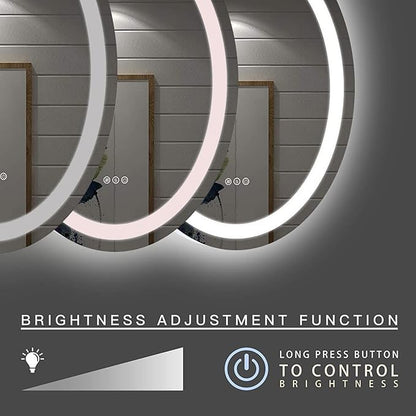 LED Oval Crystal Bathroom Vanity Mirror with Lights - 20x30inch Smart Wall Mirror with 3Color Anti-Fog Dimmable Touch Memory Crystal Light