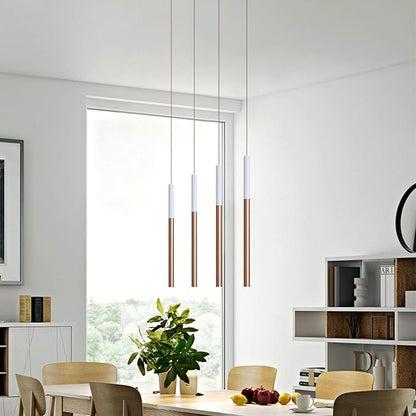 ALTAIR 4 Mini Pendant Lighting White-Copper - LED Hanging Light Fixture for Kitchen Island, Bar, Foyer - Cluster Pendants - Dimmable, Adjustable Wire, Lamp Bulb Included