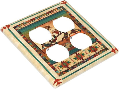 Decorative Outlet Covers Native American African Afro 2 Gang Wall Plate Double Duplex Light Switch Cover Switch Plate Covers Faceplate for Home Bedroom Decor
