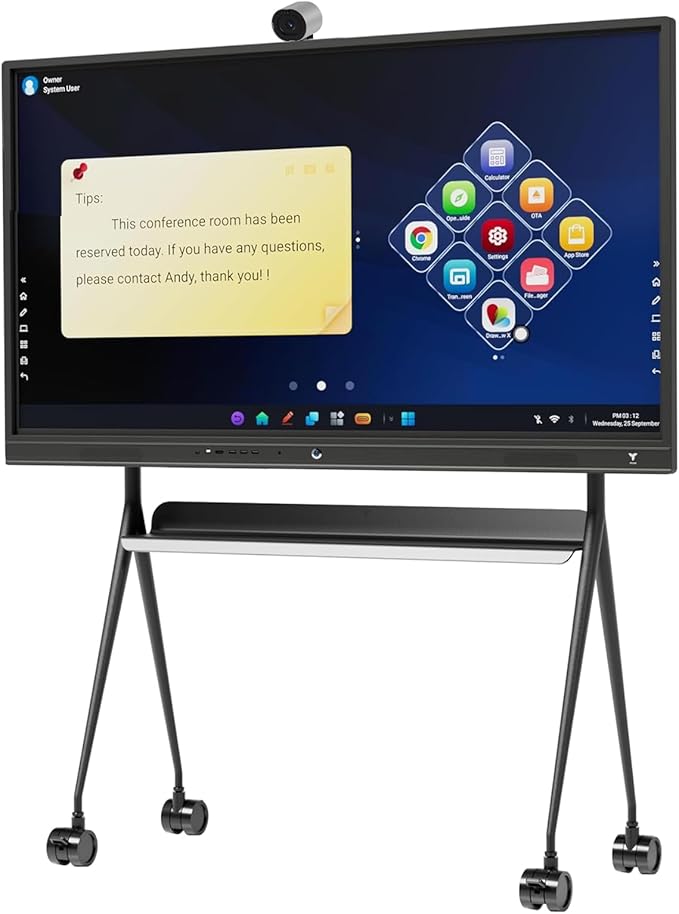 TIBURN R2 75" 4K UHD Smart Board | Smart Digital Whiteboard with TIBURN HQ Eyes S2, 4K Webcam Built-in Mic Auto Framing Auto Tracking