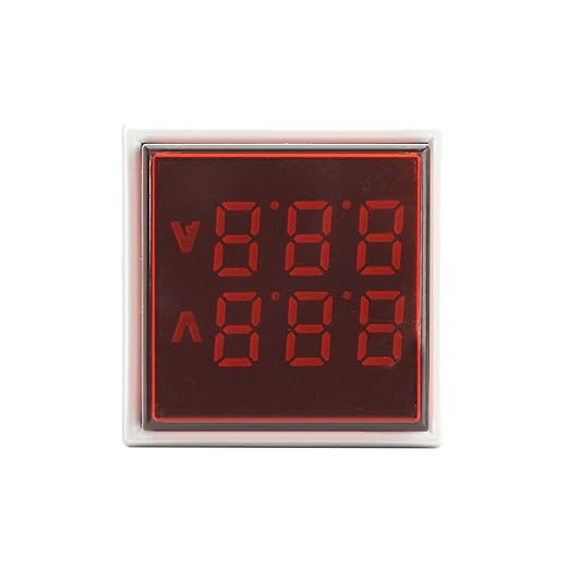LED Voltage Display Panel Mount Volt Amp Meter, AD101-22VAMS 22mm Square Voltmeter and Ammeter, AC50-500V Voltage and 0-100A Current Meter, Red (1 Pack)