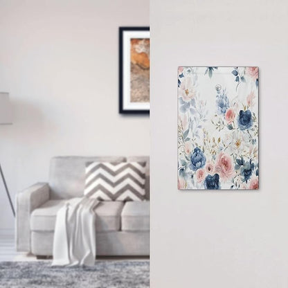Elegant Watercolor Pink Blue Flowers Floral 1-Gang No Device Blank Wallplate Electrical Light Switch Covers Decorative Receptacle Face Plate Cover for Bathroom 5 X 3 IN