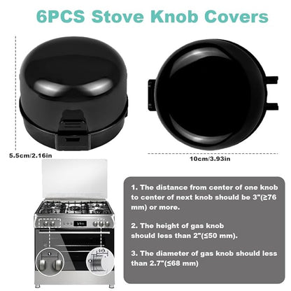Press Gas Stove Knob Locks,6 Pack Stove Knob Safety Covers and 2 Pack Cabinet Door Child Lock with Strong Double-Sided Tape,Heat-Resistant Gas Stove Knob Protectors for Child Safety/Pet Safety