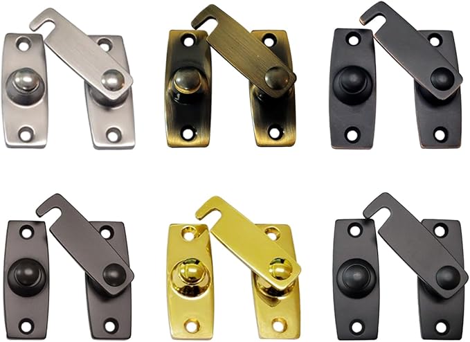 QCAA 2.5" x 2.65", Large, Heavy Forged Solid Brass Door Latch, 180 Degrees Flat Surface Mounting Door Latch Buckle for Doors & Windows, Matte Black, 1 Pack, Made in Taiwan