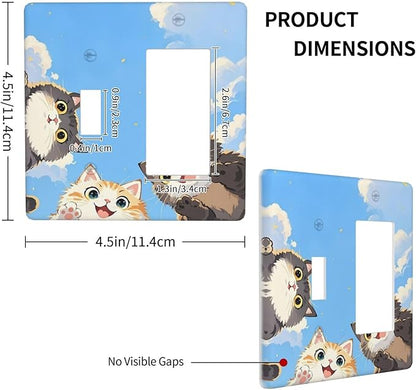 Outlet Covers Orange Gray Cute Cat Sky Cloud Cat S Paw 1 Toggle 1 Rocker Combination Decorative Wall Plate Electrical Switch Plates Light Switch Cover Plate For Kids Room Nursery Decor