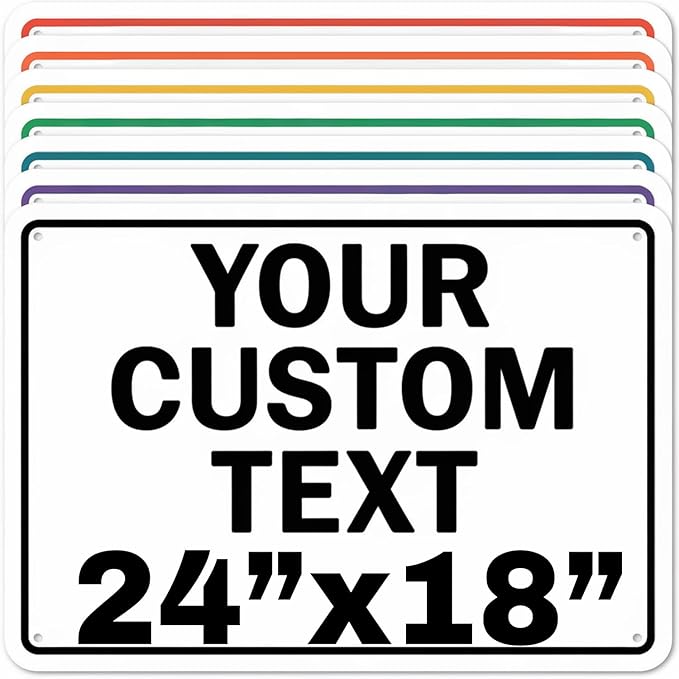 Custom Aluminum Signs – Personalized Weatherproof Metal Signs for Indoor & Outdoor Use – Multiple Sizes – Add Text/Logo – Optional Reflective & Double-Sided Printing – for Home, Business, Hazard, Garden, Door & Commercial Use (Rectangle 2, 24x18inch)