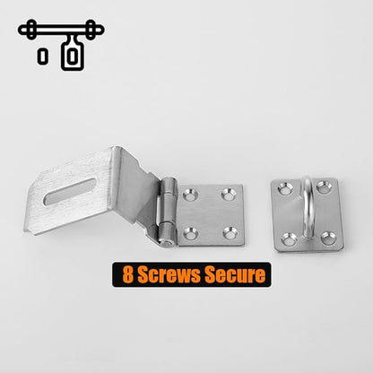 JQK Door Hasp Latch 90 Degree, Stainless Steel Safety Angle Locking Latch for Push/Sliding/Barn Door, 1.5mm Thickness Satin Nickel, 4 Inch