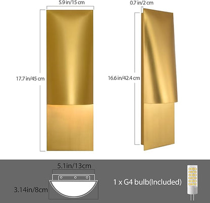 18" Wall Sconce Gold, Modern Decorative Wall Sconces, Suitable For Exterior Patio, Porch, Bedroom, Living Room, This Wall Light Can Withstand Harsh Weather Conditions Such As Rain And Snow Outdoors