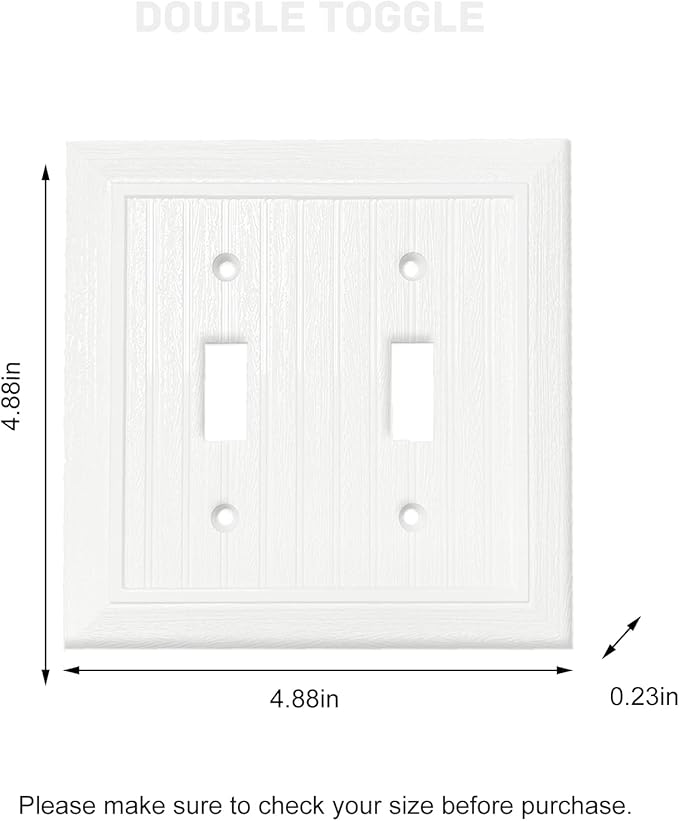 Modern Decorative Wall Plate Retro Wood Grain design Switch Cover Outlet Cover for Light Switch, Smart Switch, Dimmer, GFCI, USB Outlet (4 Pack, Double Toggle)