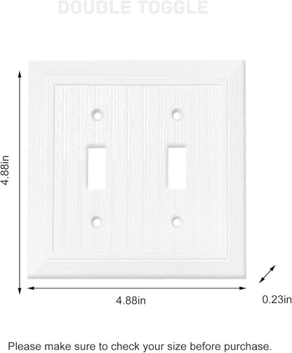 Modern Decorative Wall Plate Retro Wood Grain design Switch Cover Outlet Cover for Light Switch, Smart Switch, Dimmer, GFCI, USB Outlet (4 Pack, Double Toggle)