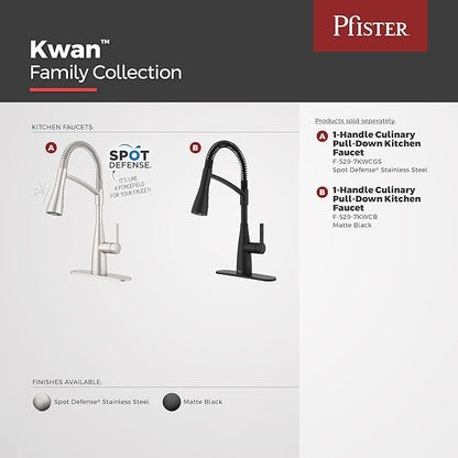 Pfister Kwan Commercial Culinary Kitchen Faucet with Pull Down Sprayer, High Arc, NSF Certified, Spot Defense Stainless Steel Finish, F5297KWCGS