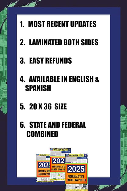2026 California (CA) State Labor Law Poster - State, Federal and OSHA Compliant Laminated Poster - Spanish Version - Ideal for Posting in The Workplace - Easy to Read
