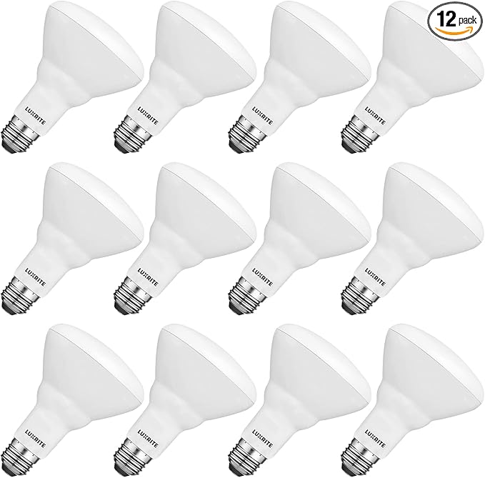 LUXRITE 12-Pack BR30 LED Bulb, 65W Equivalent, 4000K Cool White, Dimmable, 650 Lumens, LED Flood Light Bulbs, 8.5W, Energy Star, E26 Medium Base, Damp Rated, Indoor/Outdoor - Living Room and Kitchen