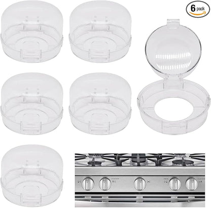 Stove Knob Safety Covers 6 PCS, Oven Knobs Covers for Child Safety, Upgraded Press Gas Stove Knob Locks with Adhesive, Child Proof Stoves Knobs Cover for Babies and Pets (White)