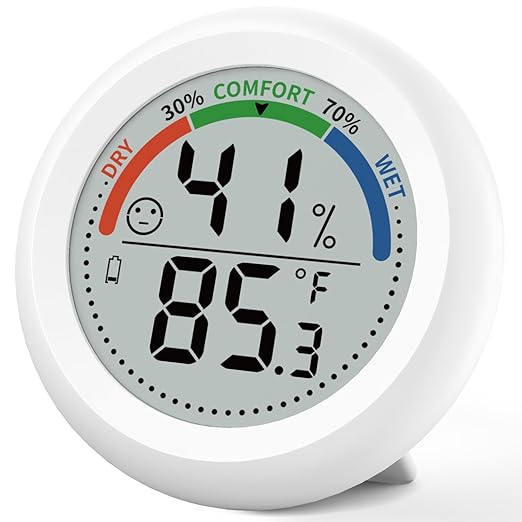 Digital Room Thermometer Hygrometer Indoor-Humidity Meter Monitor with Accurate Temperature Humidity Sensor Comfort Indicator ℃/℉ Switch for Wall Baby Home Greenhouse Cellar Garage Nest Reptile