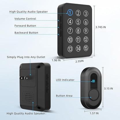 Wireless Emergency Call Button System - 500 Ft Range Caregiver Pager with LED Display, 10 Waterproof Alert Buttons & 1 Receiver for Elderly, Patients, Disabled at Home, Hospital, Clinic