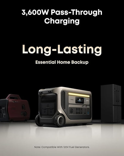 Anker SOLIX F3000 Portable Power Station with TT-30 Charging Cable, 3,072Wh, 6,000W Recharging, Generators for Home Use, Expandable to 24kWh, Works with Generator, for Power Outages, RVs, Emergencies