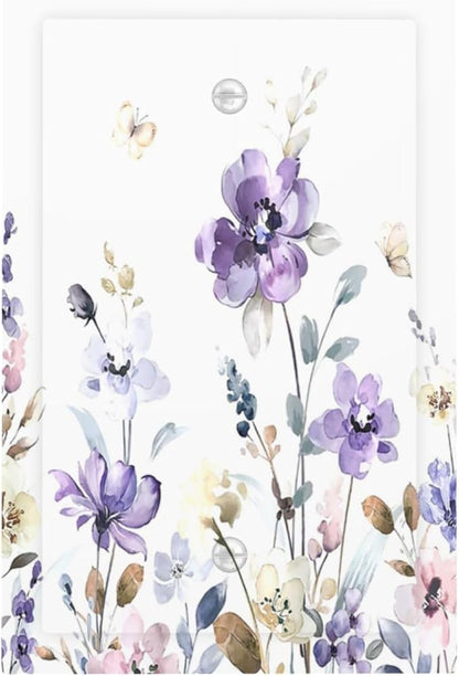Light Switch Cover Plate Purple Floral Lilac Watercolor Flower Leaves Butterfly Wildflower 1 Gang No Device Blank Electrical Wall Plates Faceplate Decorative Switch Plate for Bedroom Home