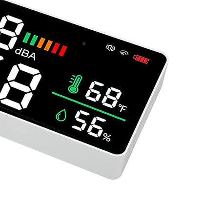 4 in 1 LED Decibel Meter, 2.4G WiFi Wall Mounted 11 Inch Meter, Sound & Noise Meters Temperature Humidity Time Display Level for Tuya Large Inch Display, Thermometer,