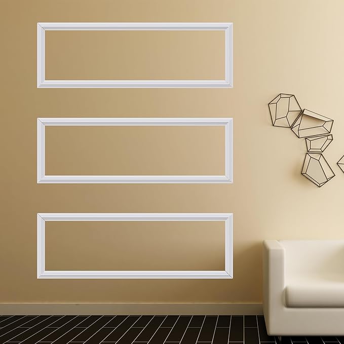 3 PCS Premade Wainscoting Panels Accent Wall Panels for Interior Wall Decor Easy DIY Build and Batten Chair Rail & Picture Frame Door Decor (8 x 24 in)