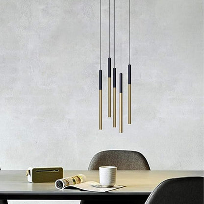 ALTAIR 5 Mini Pendant Lighting Black-Brass - LED Hanging Light Fixture for Kitchen Island, Bar, Foyer - Cluster Pendants - Dimmable, Adjustable Wire, Lamp Bulb Included