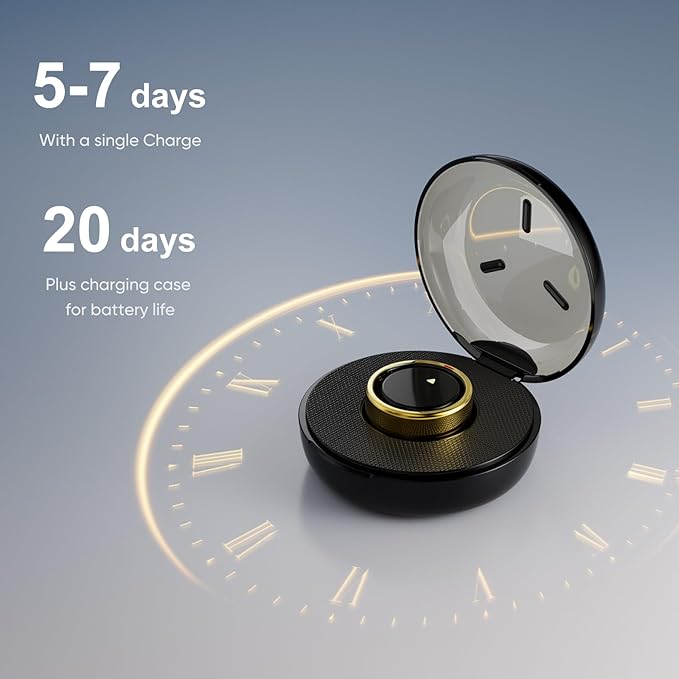 Smart Ring for Women Men- Sleep/Fitness/Stress/Heart Rate Tracker- Menstrual Records - 7 Days Battery Life - Wireless Charging - No APP Subscription - iOS & Android Compatible(Rosegold, 12)