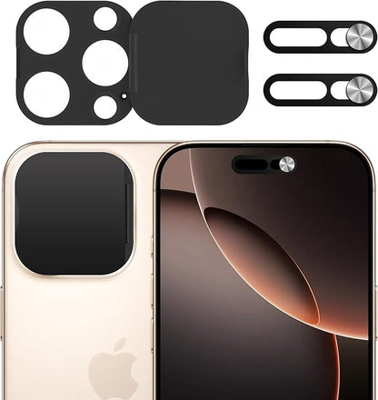 3 Pack Privacy Cover Compatible for iPhone 16 Pro/iPhone 16 Pro Max with 2 Front Camera Privacy Cover, Anti-Spy Camera Cover, Easy-Adhesive Design, Safeguard on iPhone 16 Pro/16 Pro Max. Black