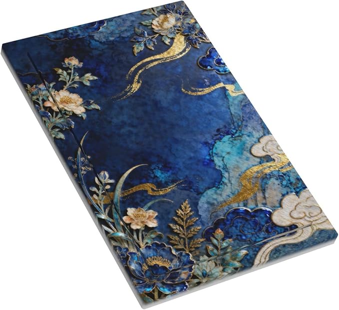 Decorative Light Switch Cover Plate Blue White Flower Gold Line Cloud 1 Gang No Device Single Blank Outlet Covers Wall Plates for Electrical Outlets Faceplate for Bedroom Home Decor