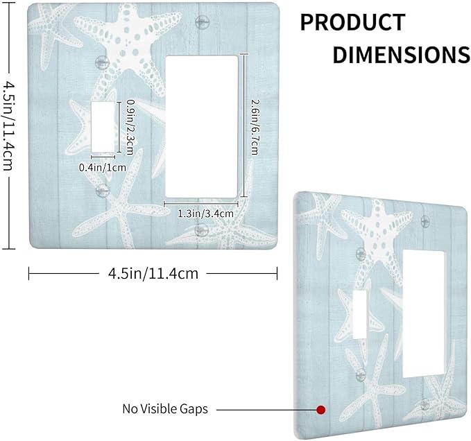 Beach Starfish Vintage Wood Rustic Country Ocean Outlet Covers 1 Toggle 1 Rocker Combination Decorative Wall Plate Electrical Switch Plates Light Switch Cover Plate for Farmhouse Kids Room Decor
