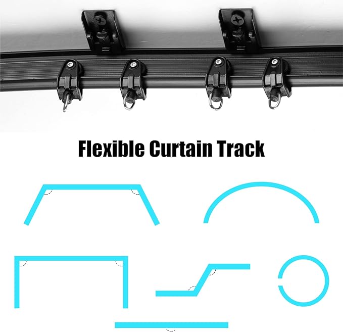 Jetec Curtain Tracks Ceiling Flexible Curtain Track Bendable Rail Curved Wall Mounted for Living Room Bedroom Divider Rod RV(10 Meter/ 32.8 Feet,Black)