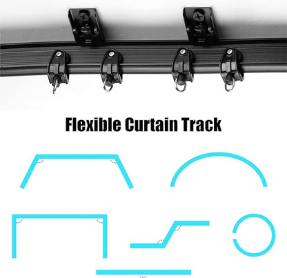 Jetec Curtain Tracks Ceiling Flexible Curtain Track Bendable Rail Curved Wall Mounted for Living Room Bedroom Divider Rod RV(10 Meter/ 32.8 Feet,Black)